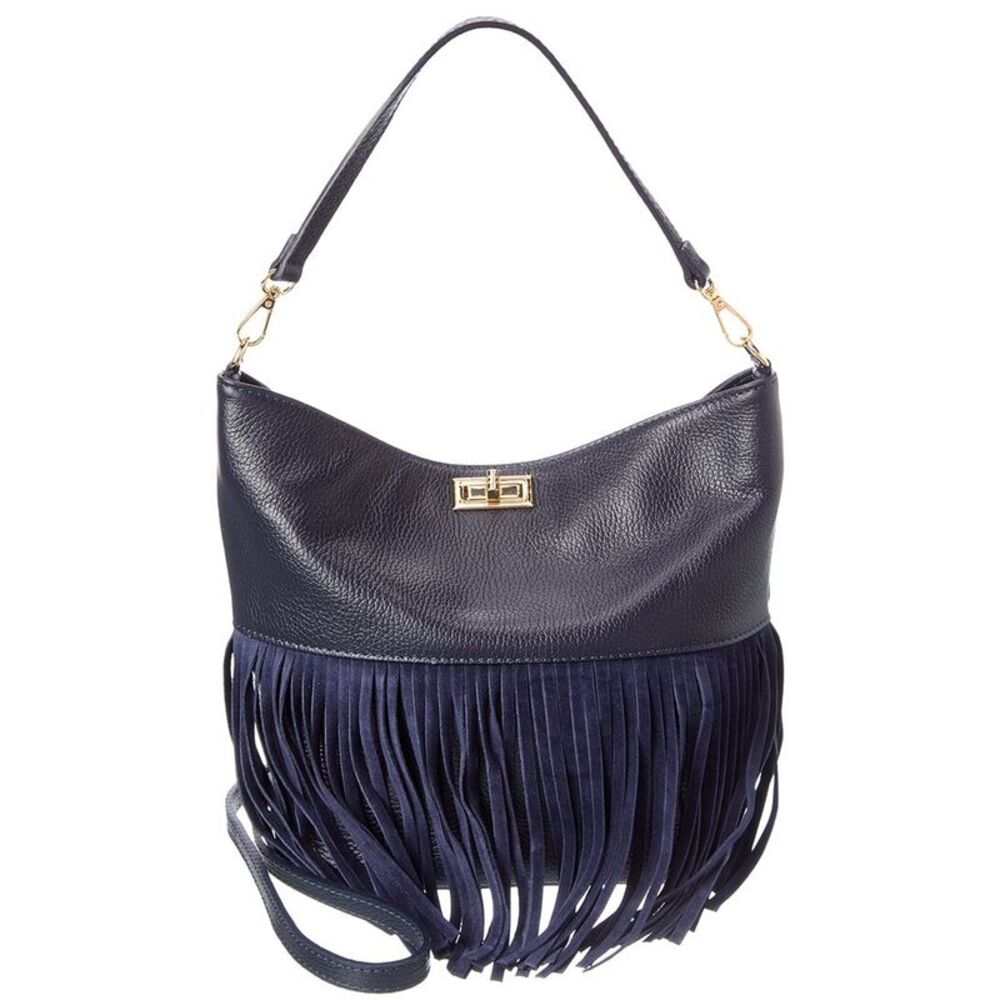 Isabella Rossetti Arizona27 Leather Fringe Tote, Navy